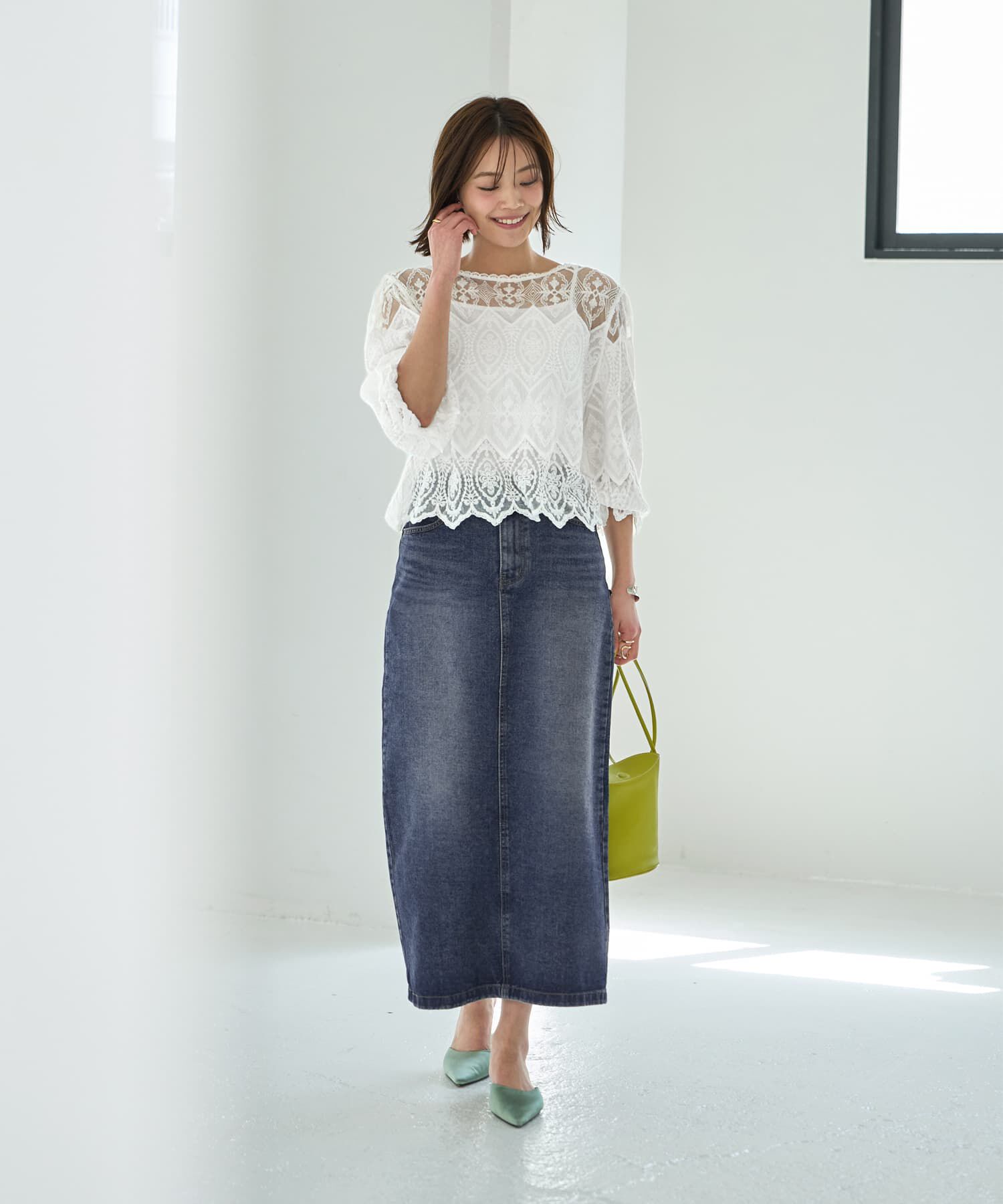 STYLE DELI「ミックスレースのプルオーバーブラウス」|シャツ・ブラウス|