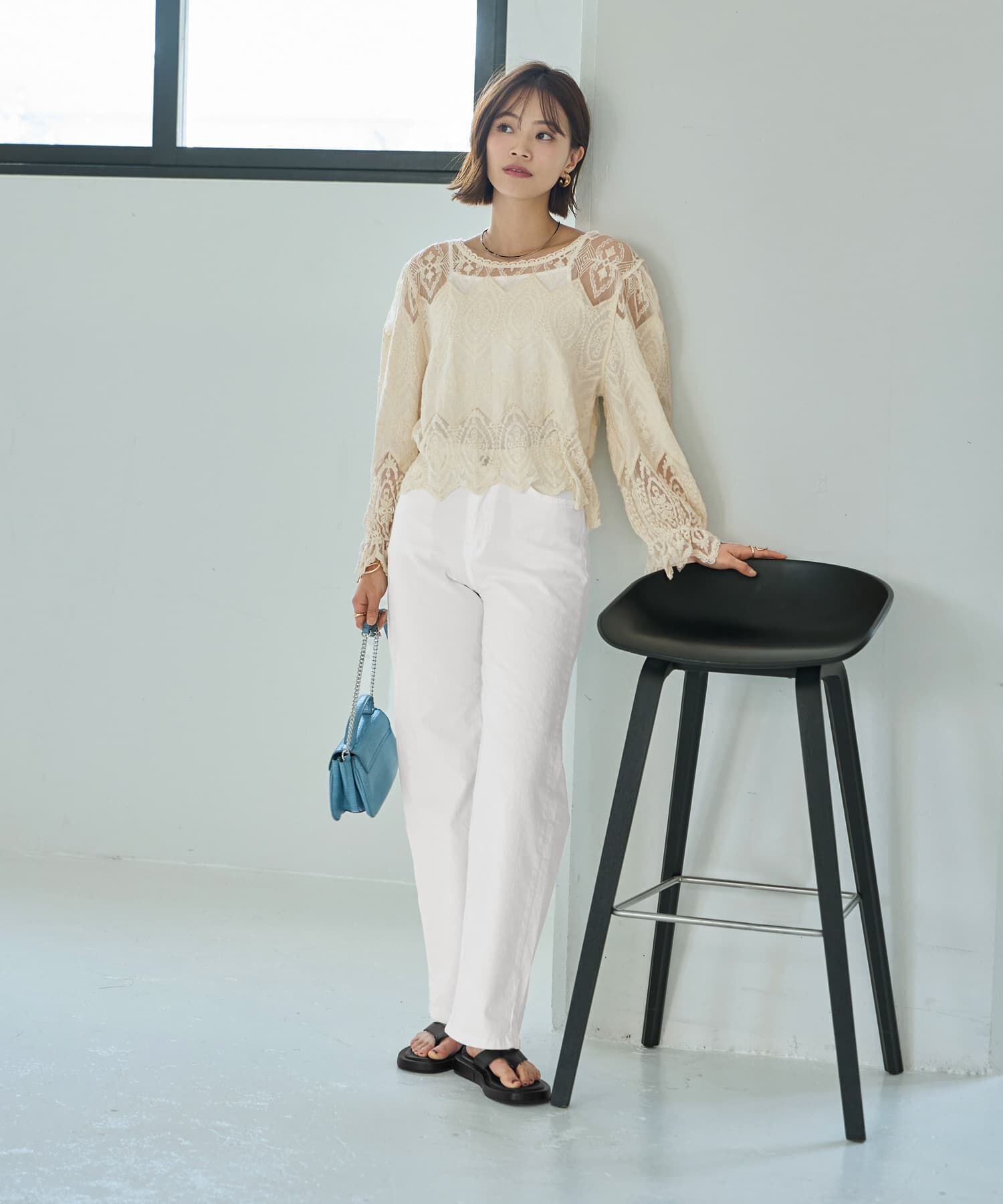 STYLE DELI「ミックスレースのプルオーバーブラウス」|シャツ・ブラウス|