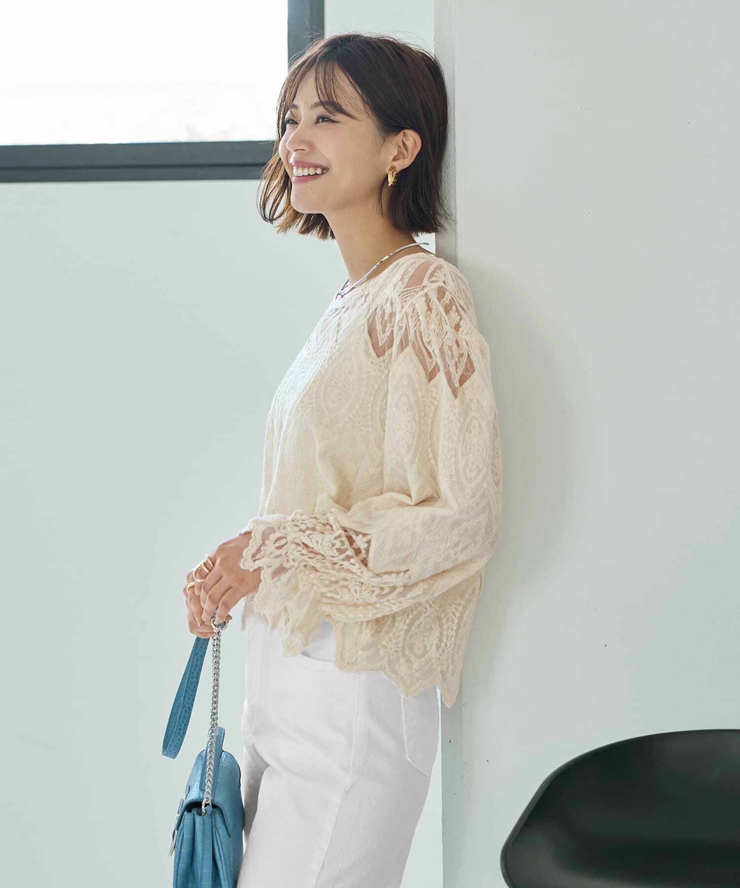 STYLE DELI「ミックスレースのプルオーバーブラウス」|シャツ・ブラウス|