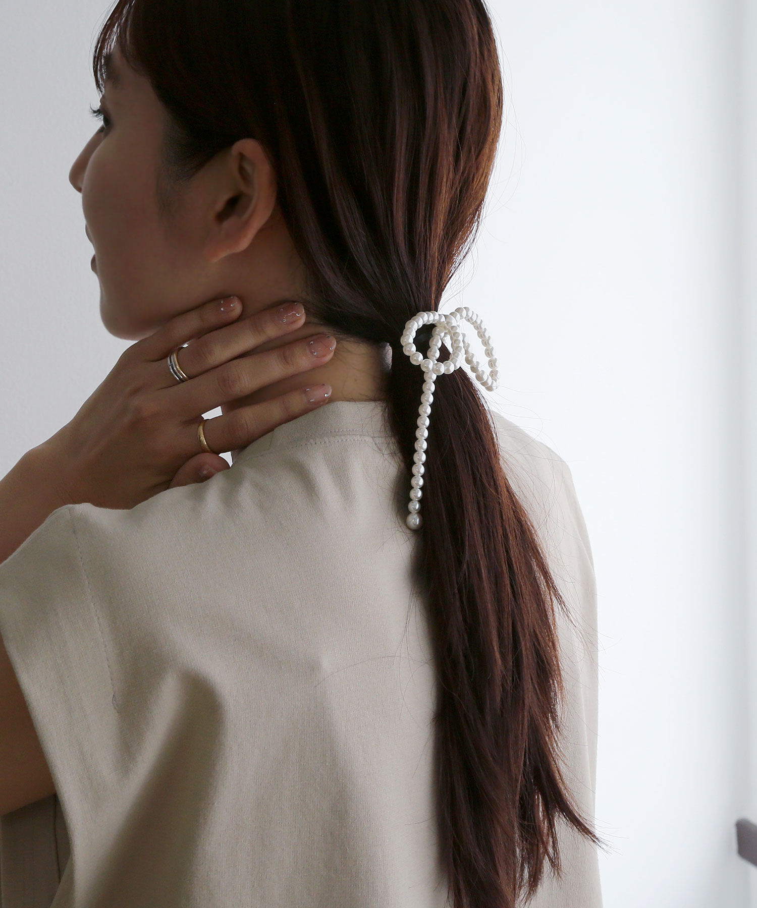  「パールリボンヘアカフ/ヘアフック」|ヘアゴム・シュシュ|