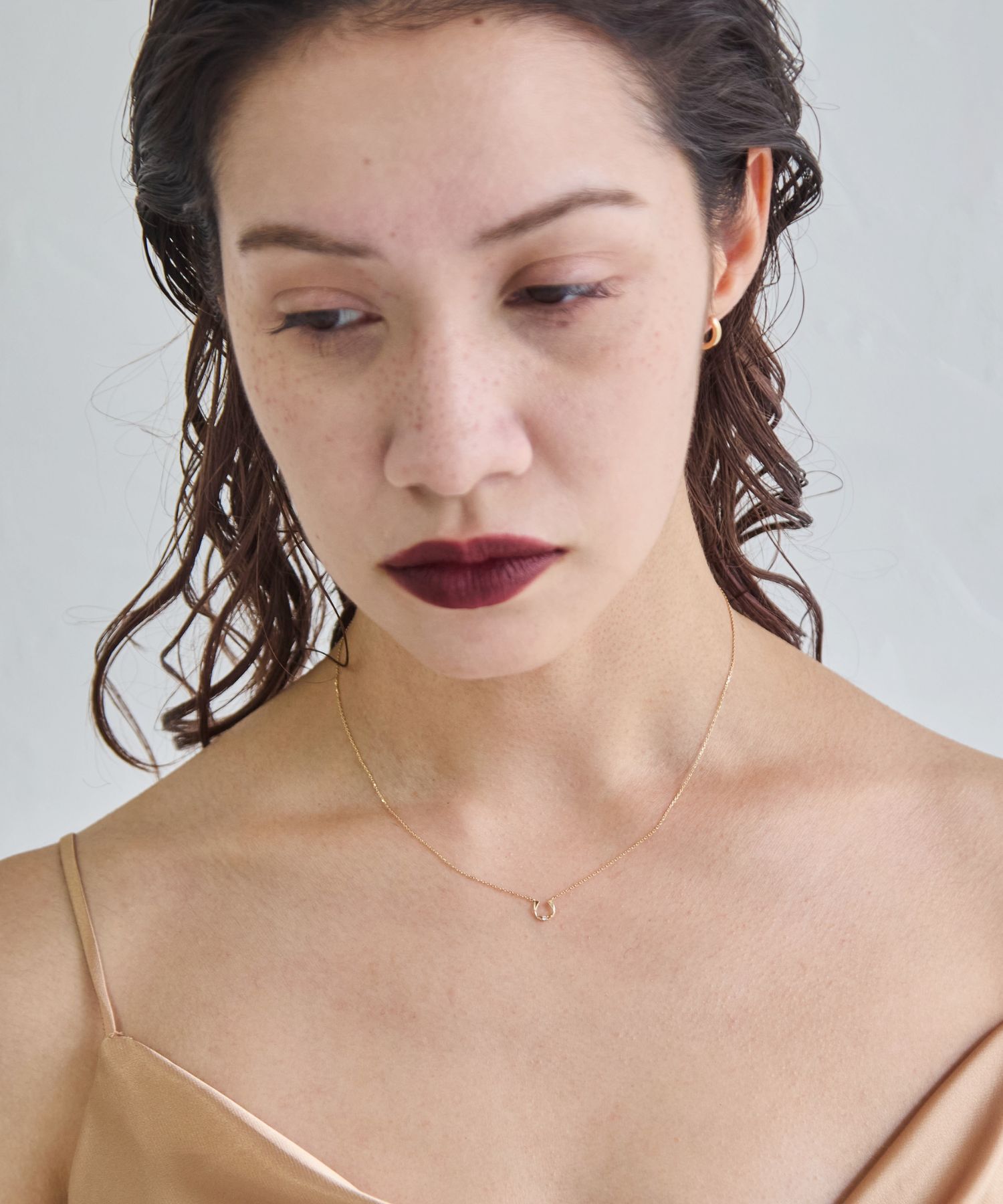 JUPITER「【K10】バテイダイヤモンドネックレス<全長約40.5cm(調節した時の長さ37㎝)>」|ネックレス|