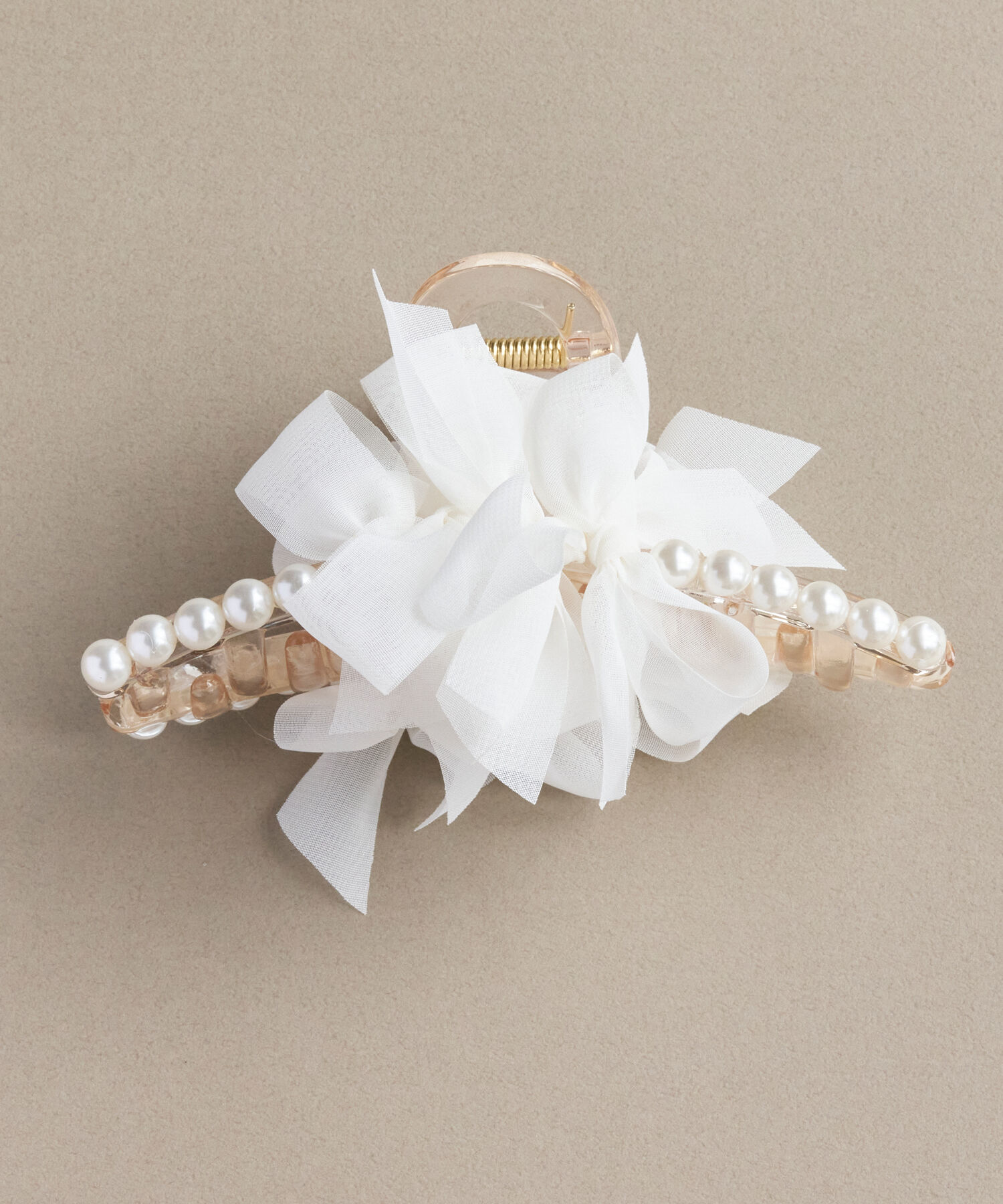 Phoebe「フリルリボンパールバンスクリップ　ホワイト」|その他|