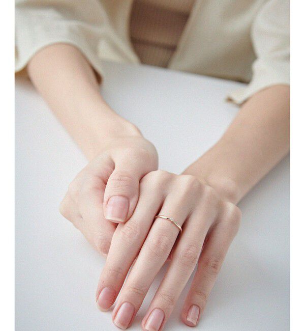 ete「［レイヤード］K10YG ダイヤモンド リング」|リング|