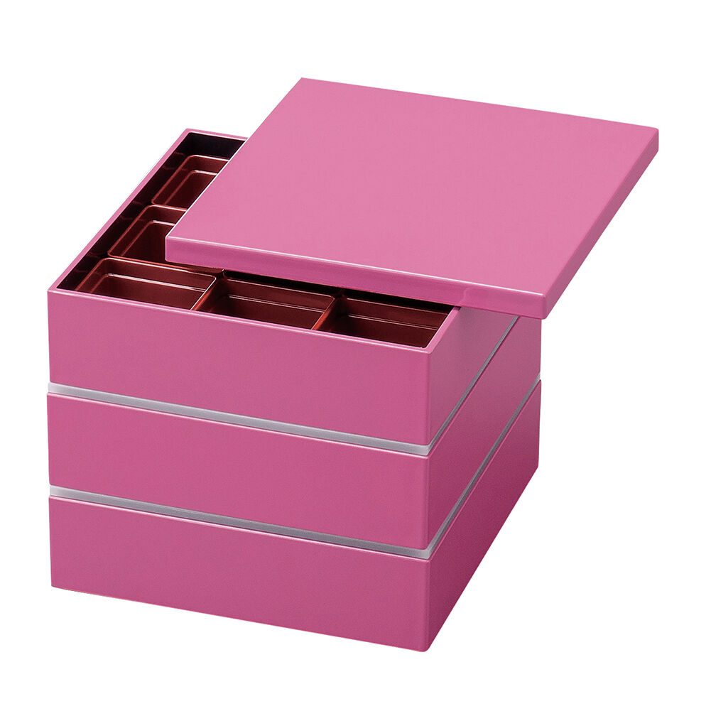 BACKYARD FAMILY「重箱 おしゃれ モダン 3段 通販 仕切り付き 6寸 お重 おしゃれ お重箱 おせち お弁当」|食器・キッチングッズ|ピンク3