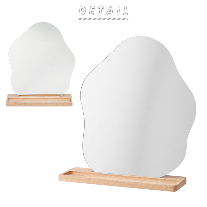 BACKYARD FAMILY「卓上ミラー おしゃれ 通販 鏡 かがみ ミラー かわいい ウェーブミラー 台座付き トレイ」|ミラー|
