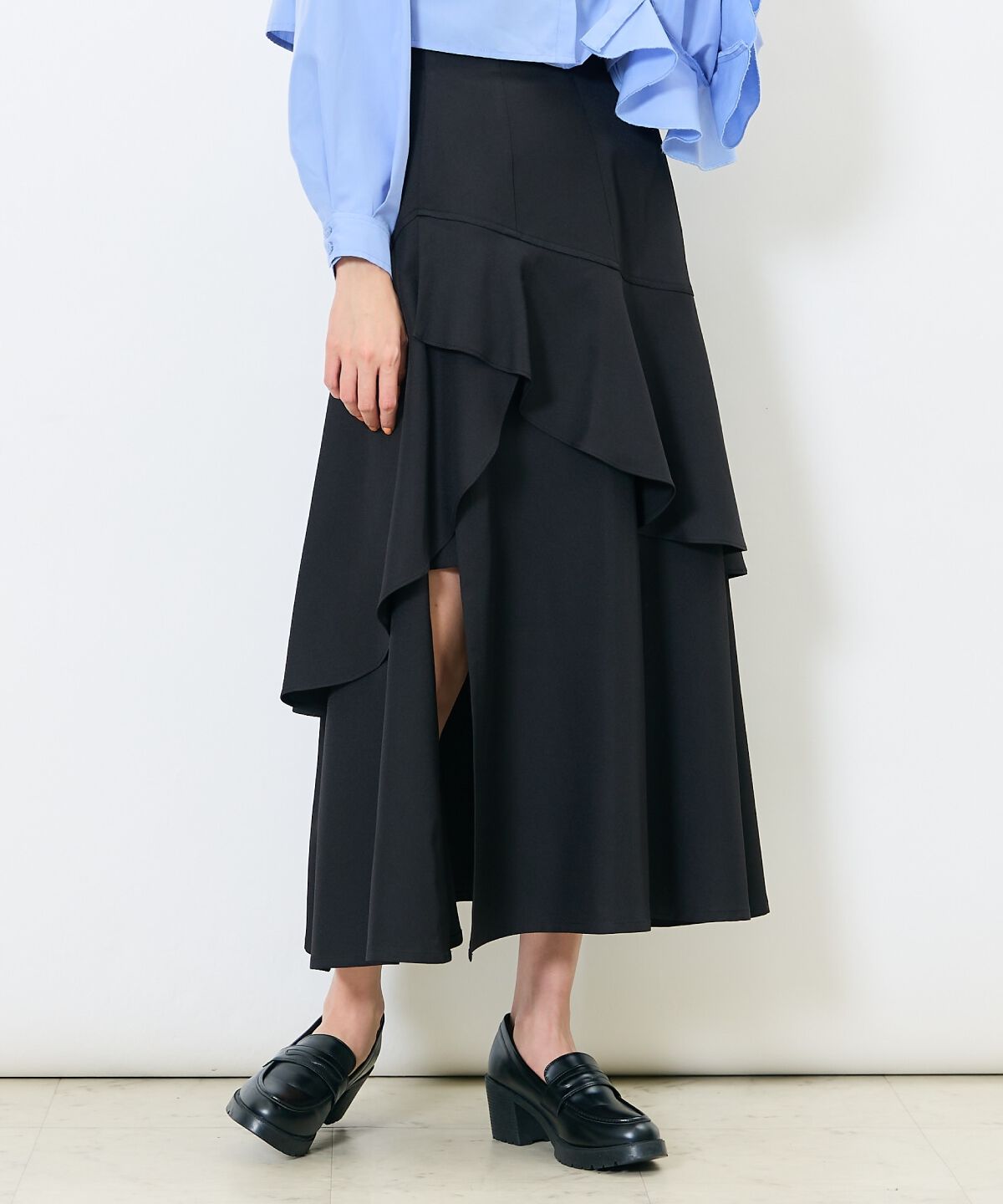 アンドクチュール「レイヤードティアードフリルスカート」|スカート|ブラック