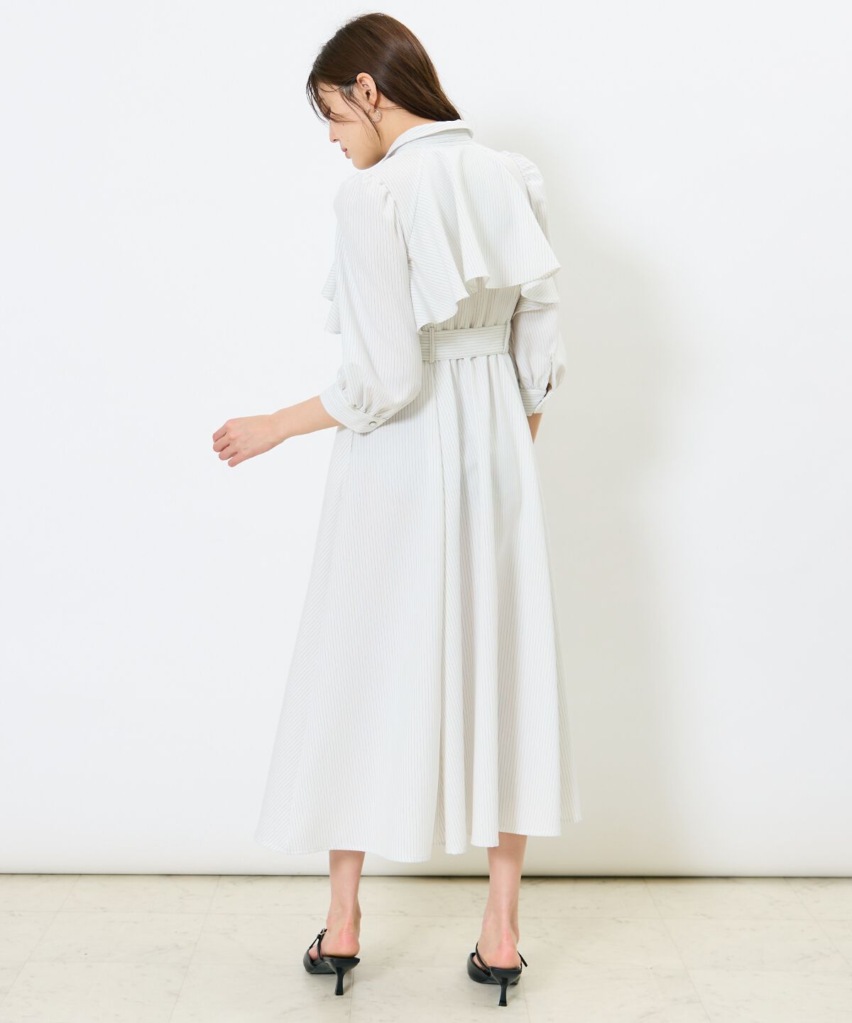 アンドクチュール「ストライプフリルケープワンピース」|ワンピース|