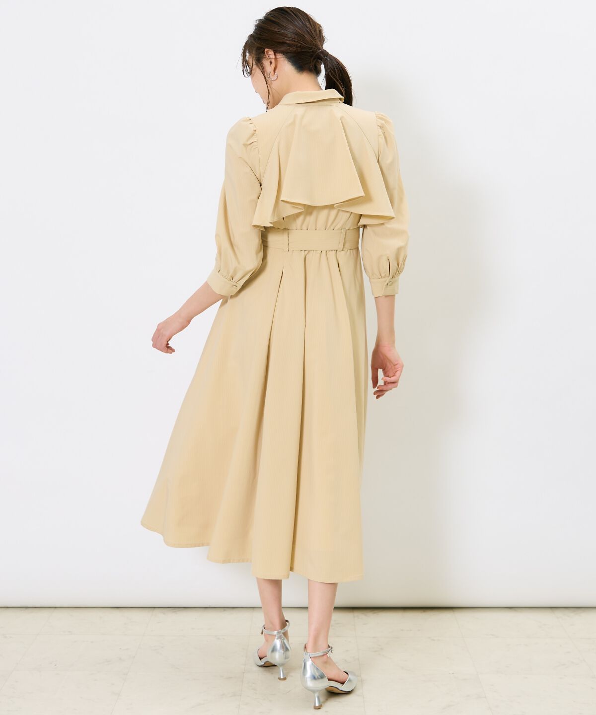 アンドクチュール「ストライプフリルケープワンピース」|ワンピース|