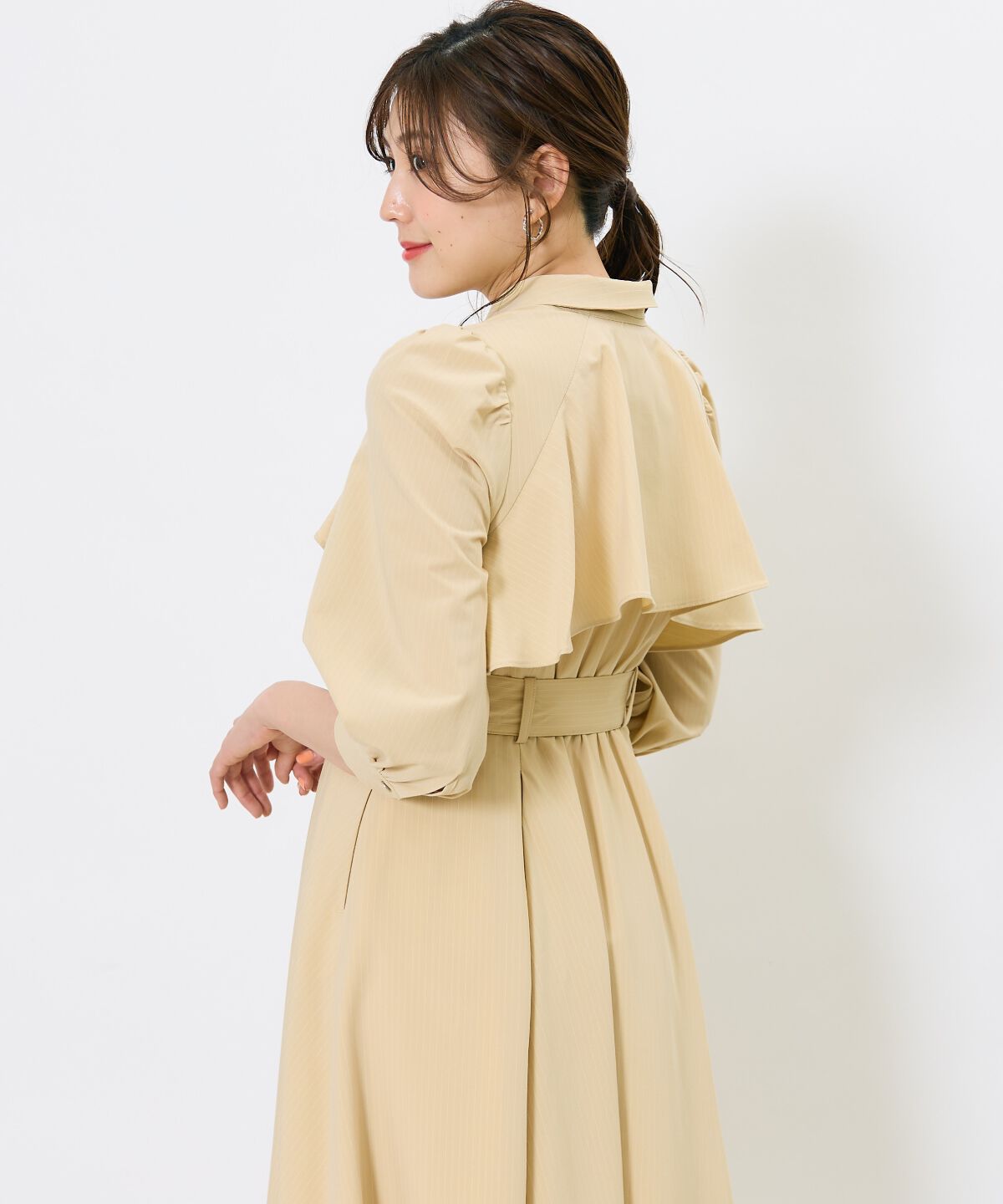 アンドクチュール「ストライプフリルケープワンピース」|ワンピース|