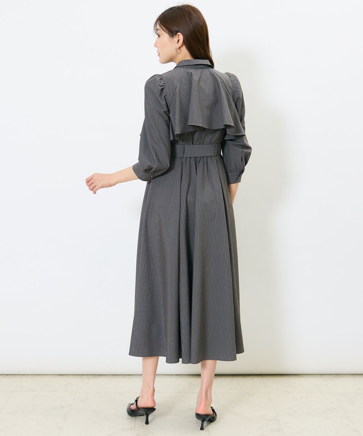 アンドクチュール「ストライプフリルケープワンピース」|ワンピース|