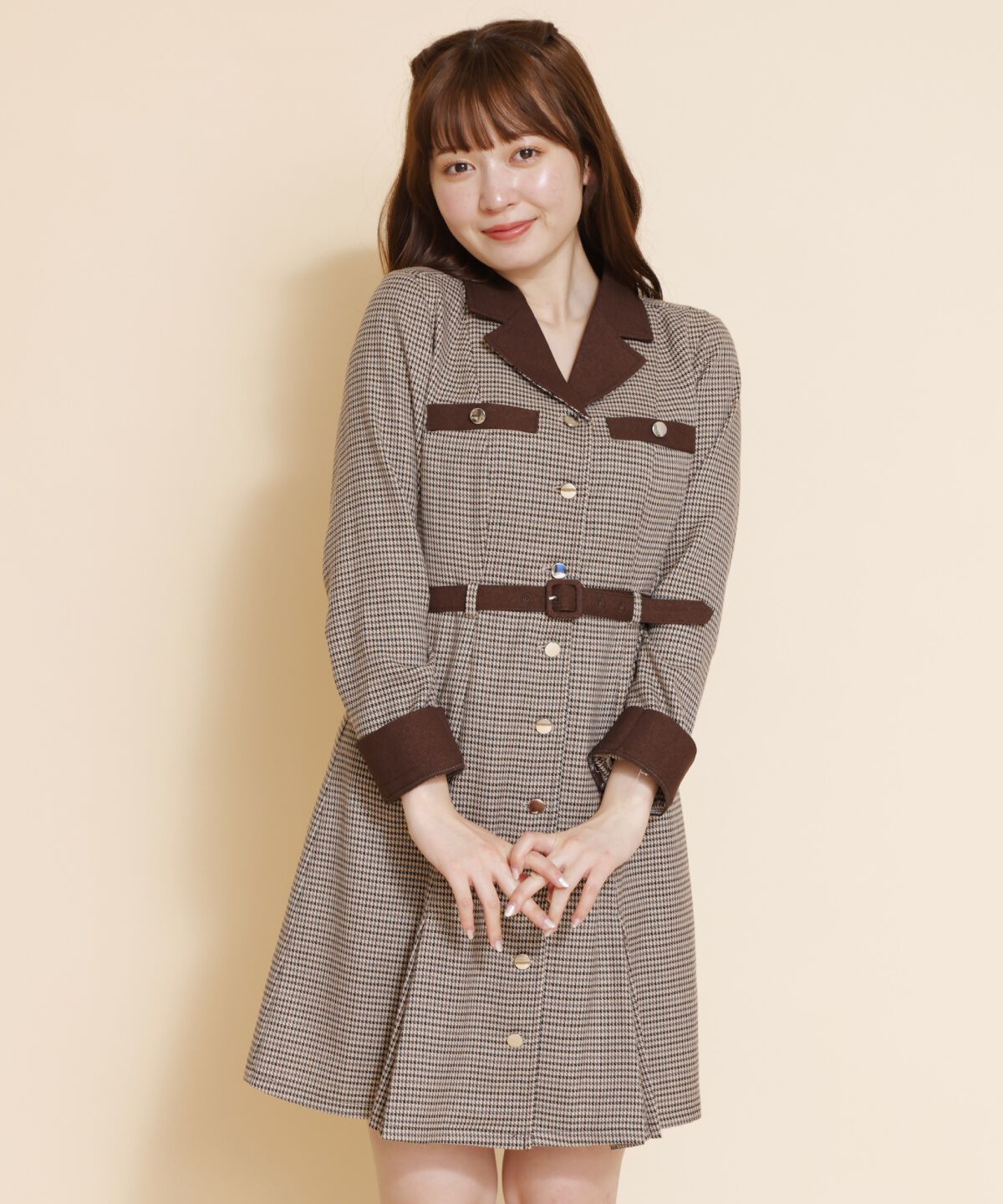 REDYAZEL「チェックバイカラーミニシャツワンピース」|ワンピース|