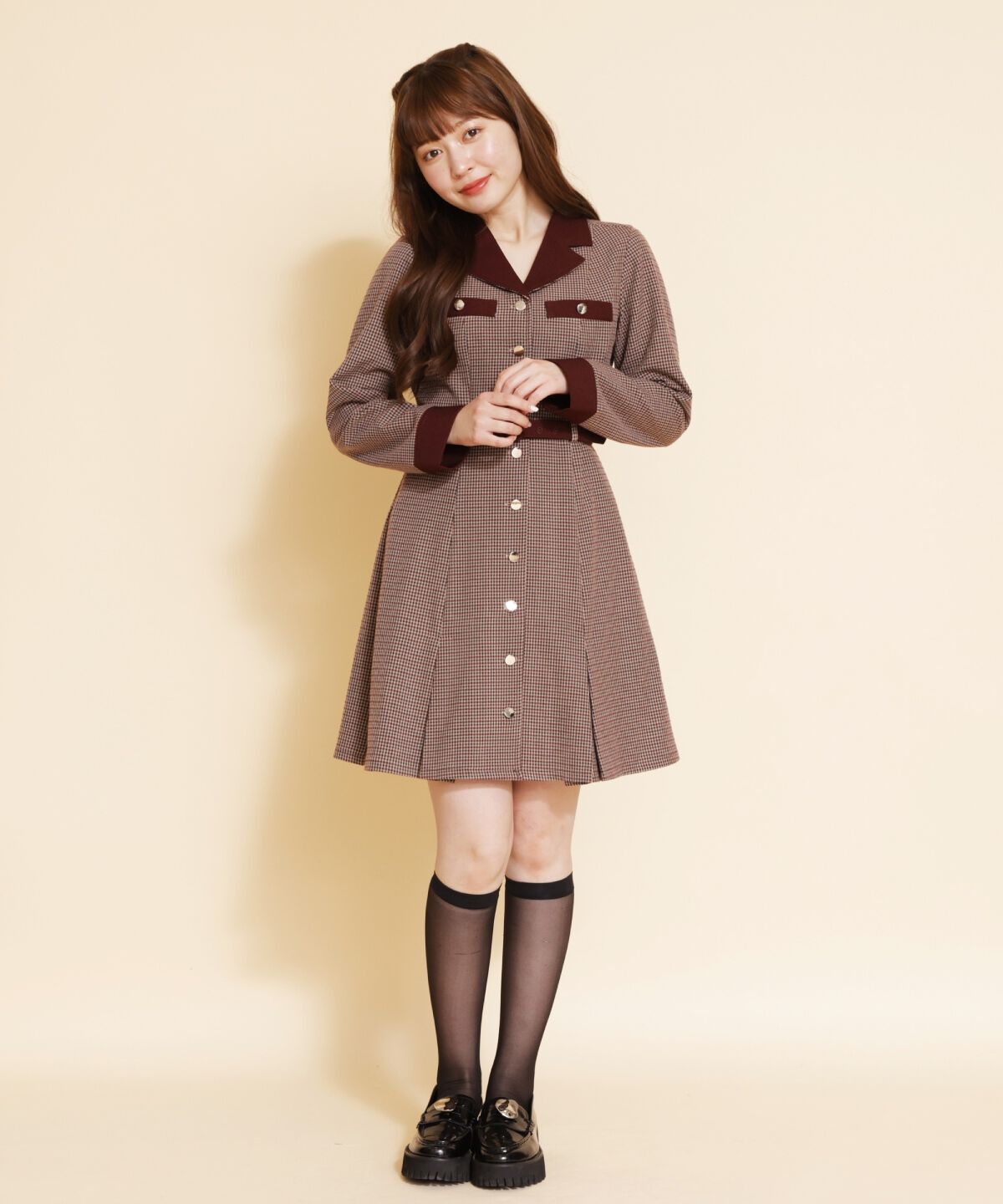 REDYAZEL「チェックバイカラーミニシャツワンピース」|ワンピース|