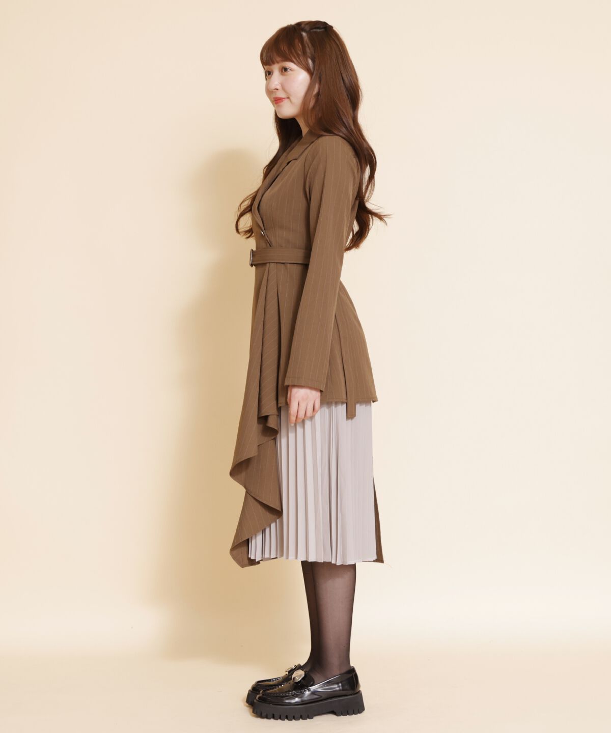 REDYAZEL「サイドプリーツストライプワンピース」|ワンピース|