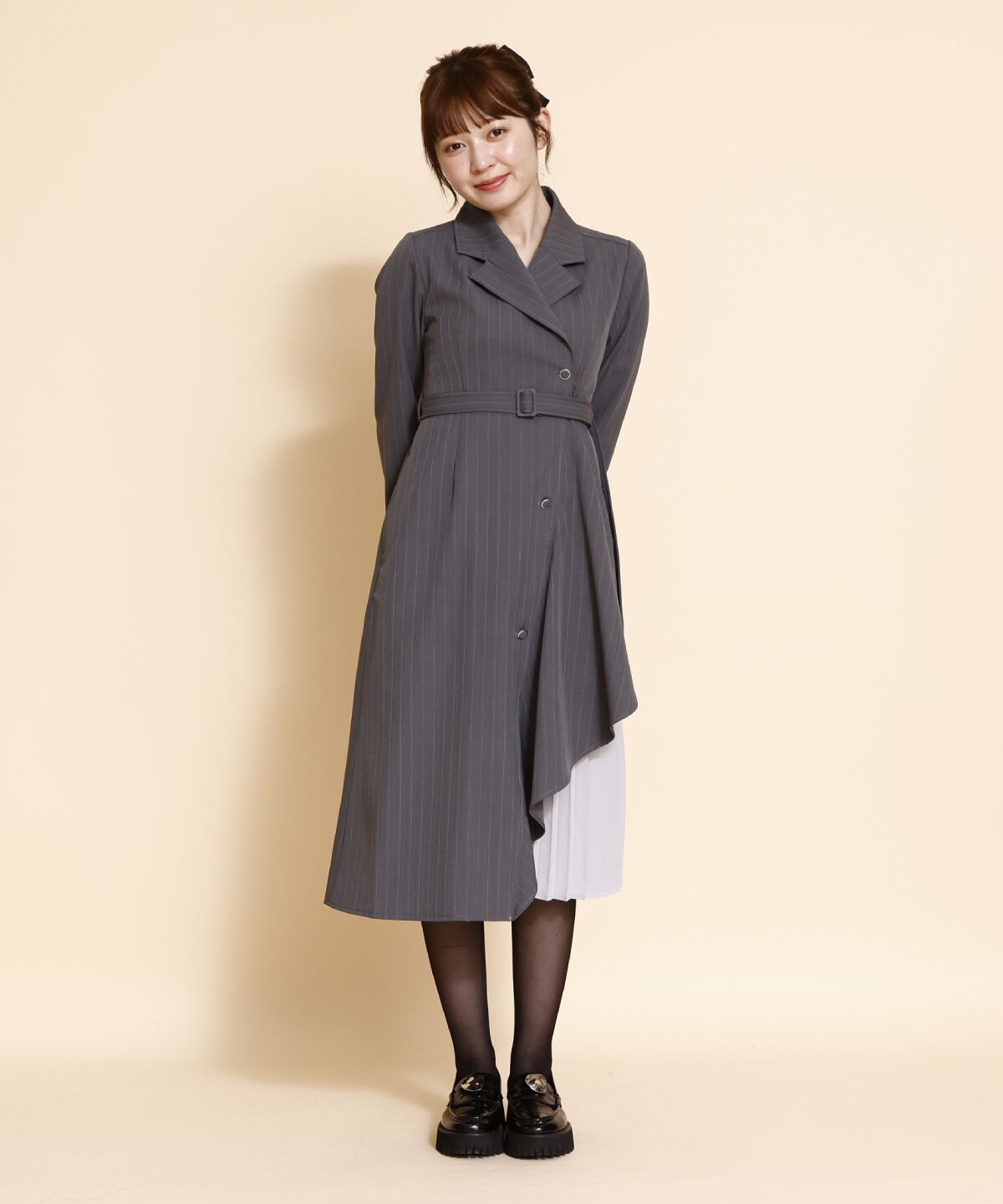 REDYAZEL「サイドプリーツストライプワンピース」|ワンピース|