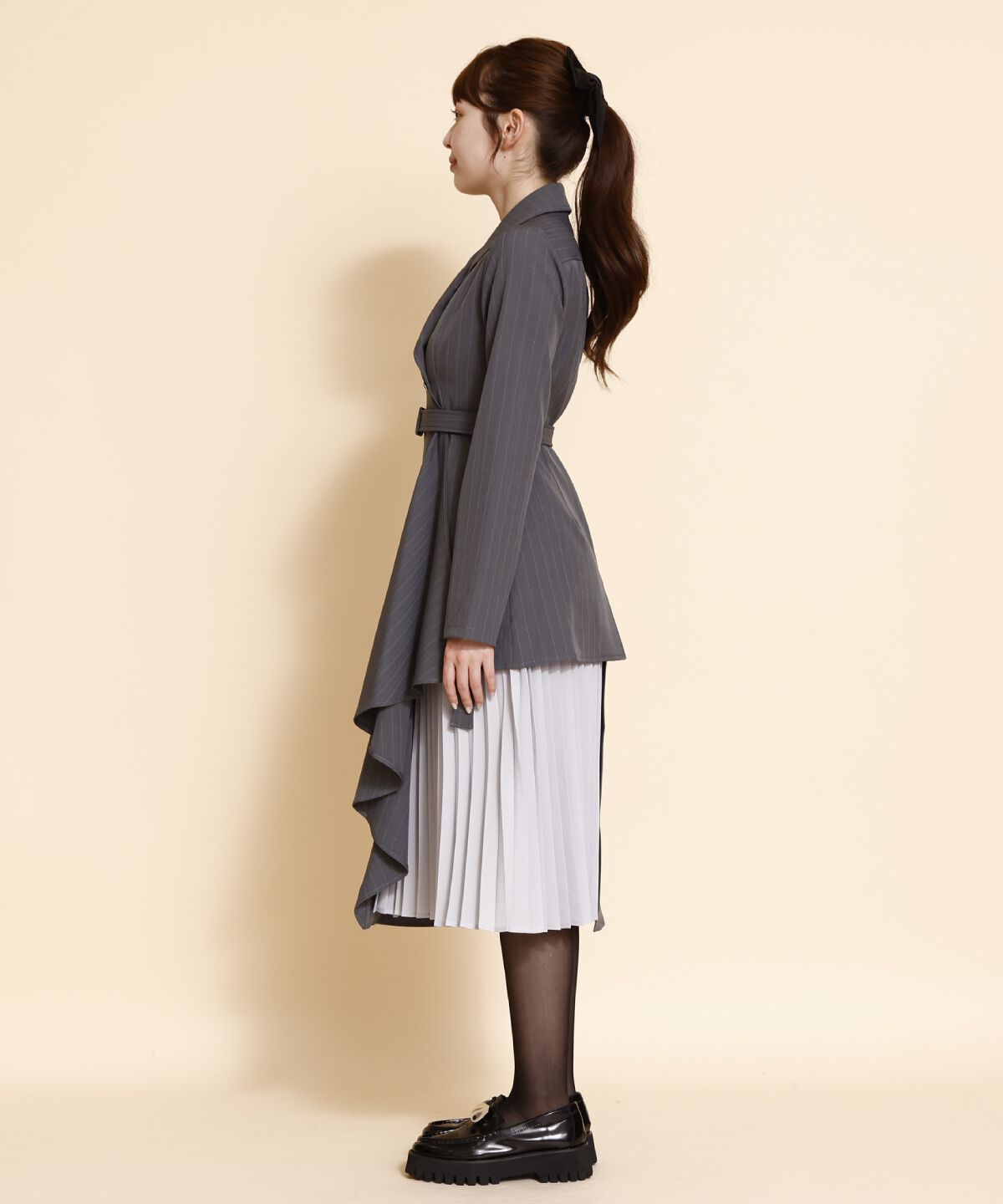REDYAZEL「サイドプリーツストライプワンピース」|ワンピース|