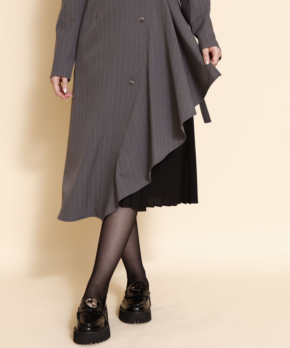 REDYAZEL「サイドプリーツストライプワンピース」|ワンピース|