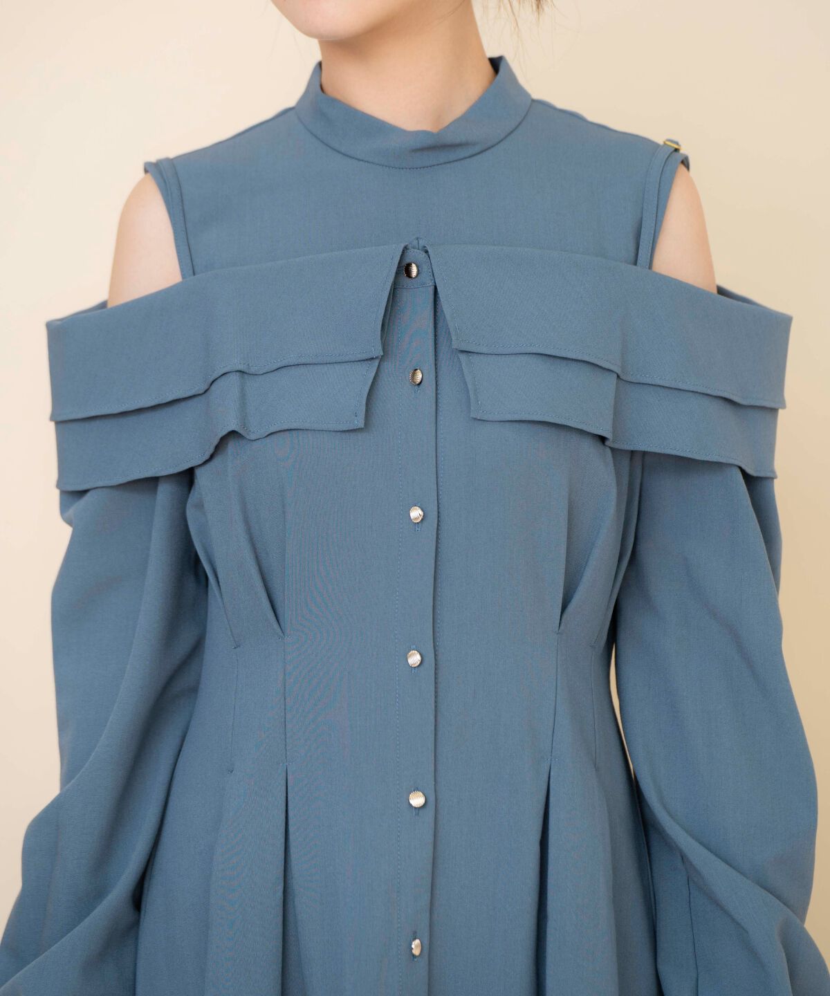 REDYAZEL「オープンショルダーシャツワンピース」|ワンピース|