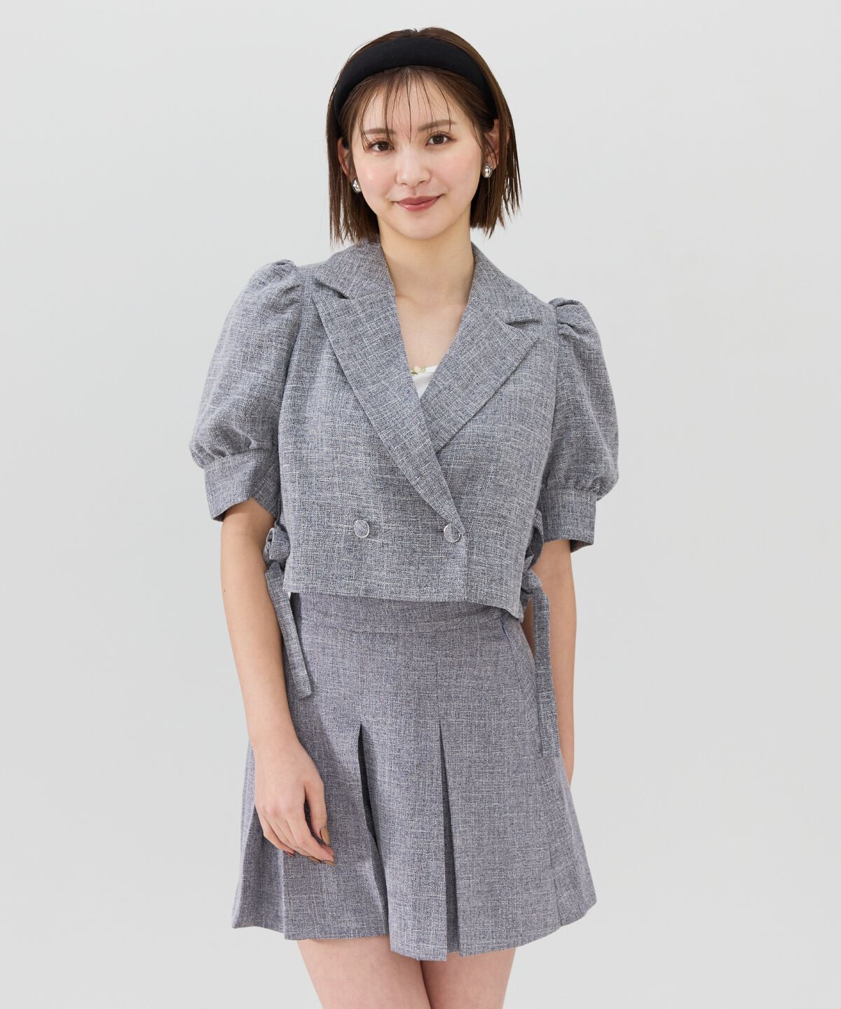 REDYAZEL「ボックスタックショートパンツ」|キュロット|ネイビー