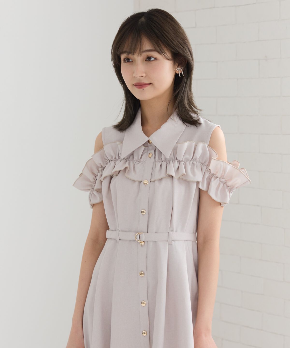 REDYAZEL「ノースリーブフリルシャツワンピース」|ワンピース|