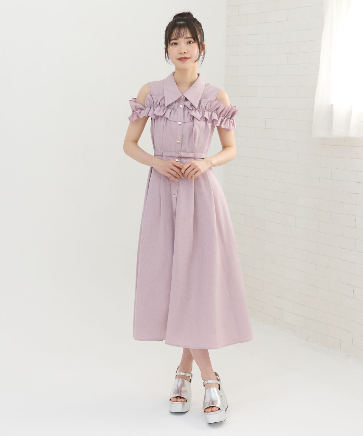 REDYAZEL「ノースリーブフリルシャツワンピース」|ワンピース|