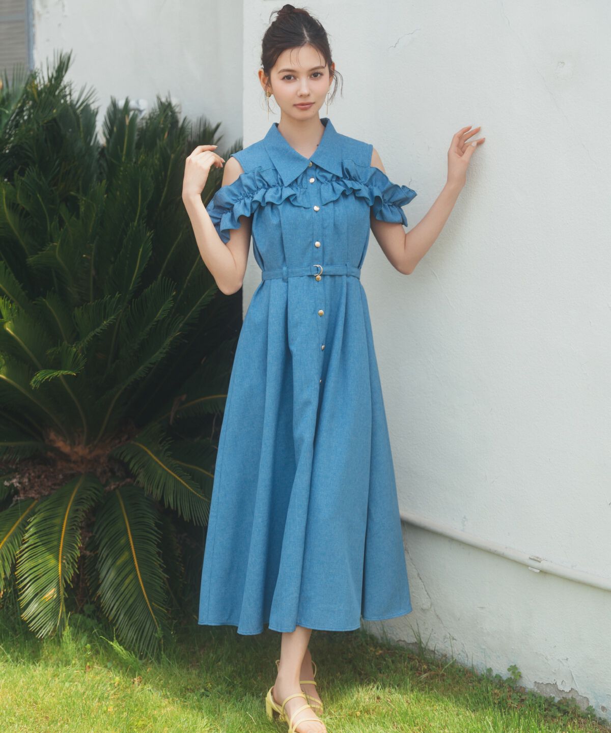 REDYAZEL「ノースリーブフリルシャツワンピース」|ワンピース|