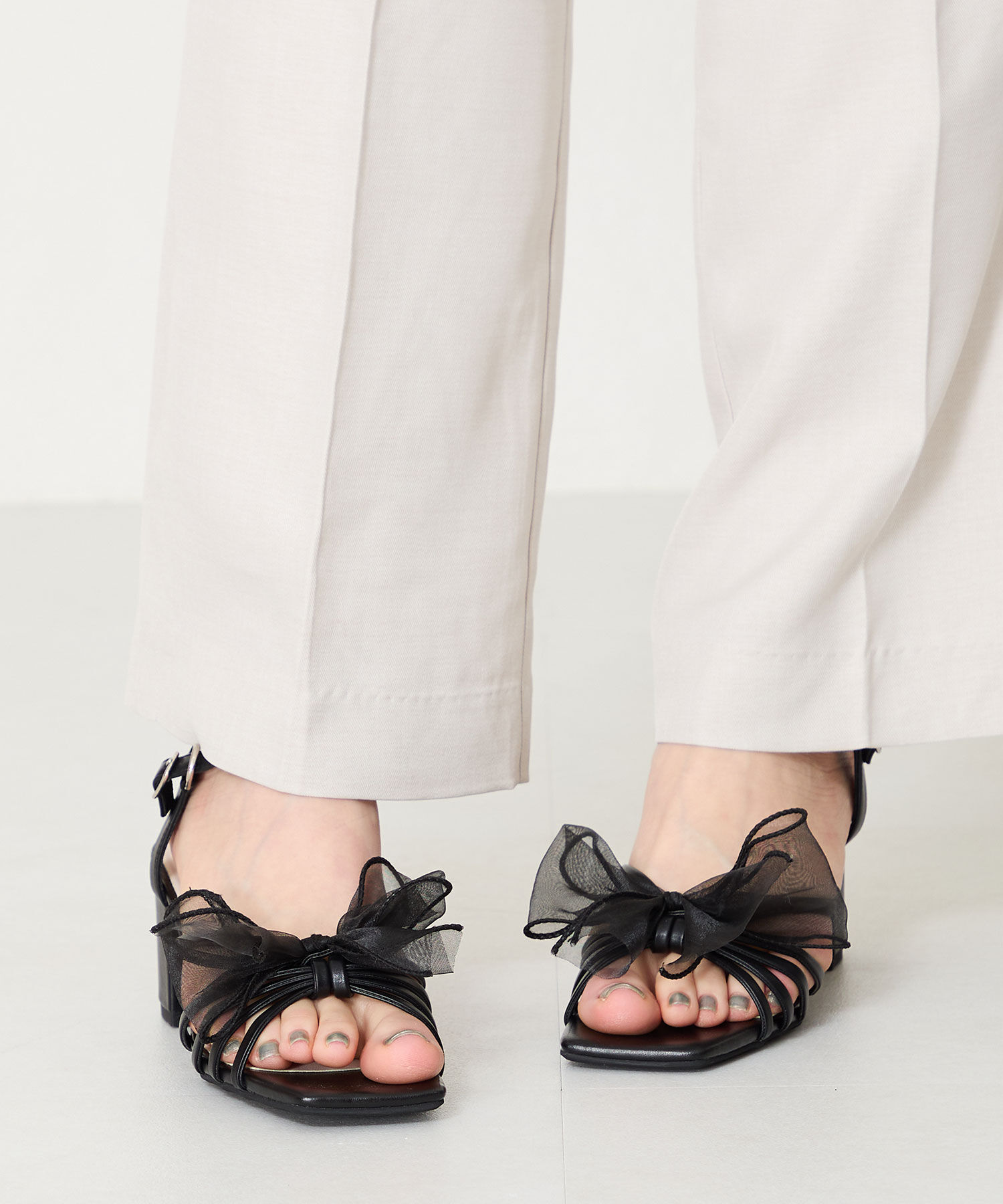ORiental TRaffic「●2025春夏新作●ビッグチュールリボンヒールサンダル/51220 サンダル 人気 トレンド」|サンダル|
