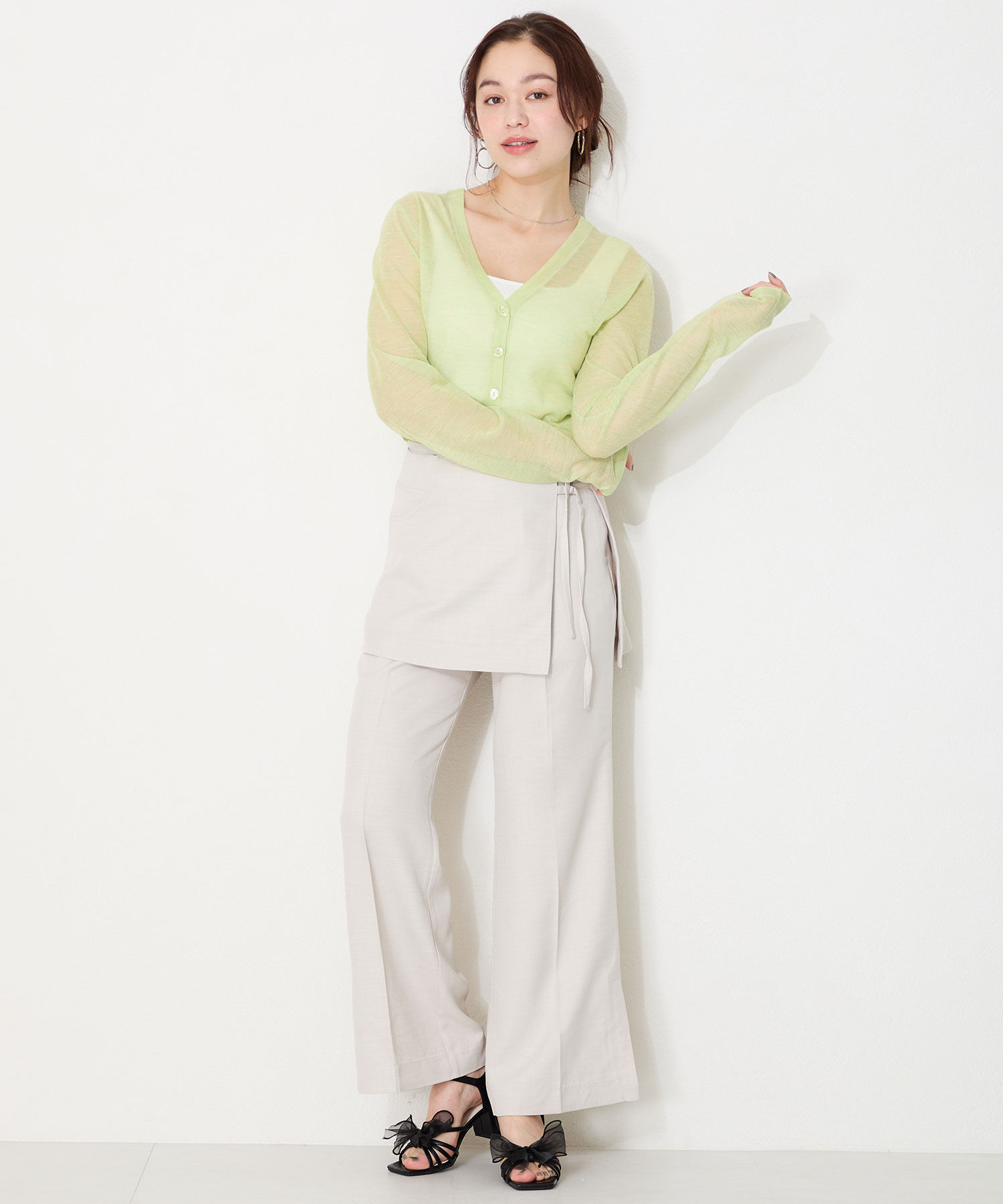 ORiental TRaffic「●2025春夏新作●ビッグチュールリボンヒールサンダル/51220 サンダル 人気 トレンド」|サンダル|