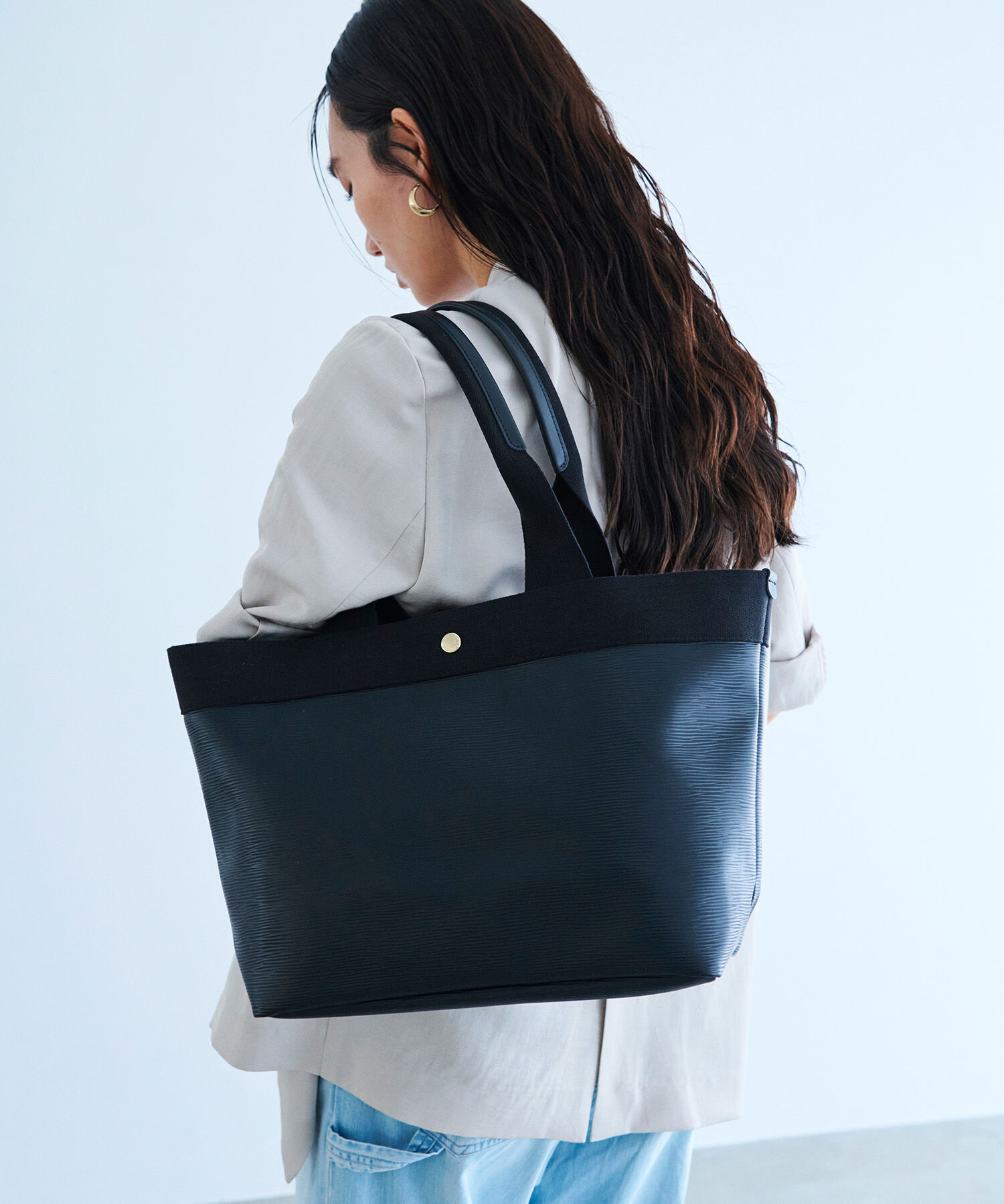 TOPKAPI BREATH「【Breath TOPKAPI】RIPPLE リプル ロング ハンドル A４ トートバッグ L」|トートバッグ|ブラック