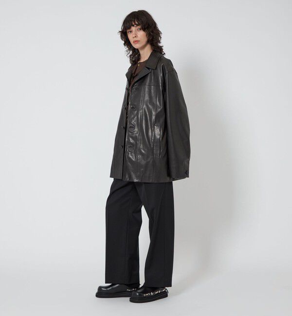 ASTRAET「＜ASTRAET＞ラムレザー 4ボタン カバーオール UNISEX」|ブルゾン・スタジャン|