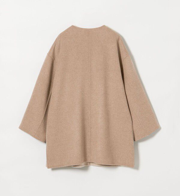 UNITED ARROWS「バイカラー リバー ミドルコート」|ノーカラーコート|