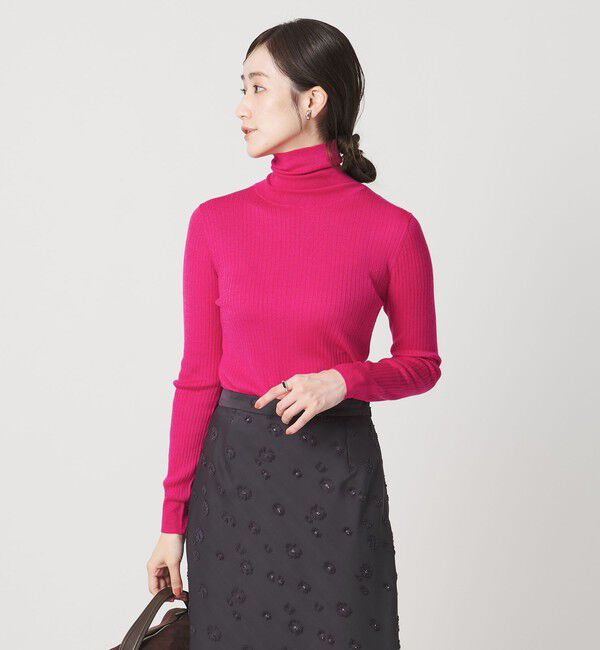 UNITED ARROWS「リブ タートルネック ニット」|ニット・セーター|PINK