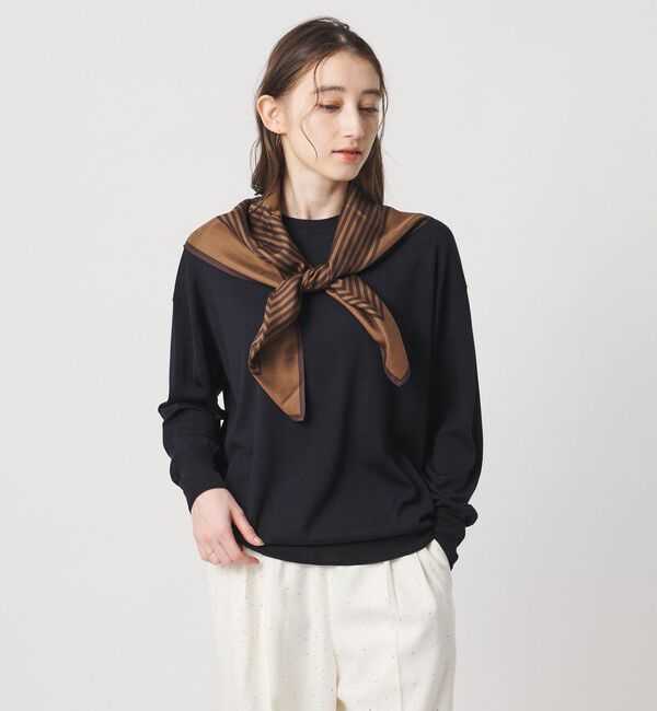 UNITED ARROWS「18G ウール クルーネック ニット ‐ウォッシャブル‐」|ニット・セーター|NAVY