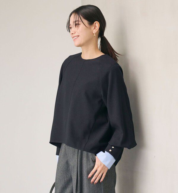 UNITED ARROWS green label relaxing「ソフトジョーゼット プルオーバー -マシンウォッシャブル・ストレッチ-」|シャツ・ブラウス|NAVY