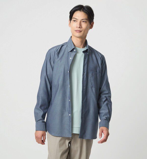 UNITED ARROWS green label relaxing「エブリット コットンオックス ソリッド スナップ ボタンダウン シャツ -イージーアイロン-」|シャツ・ブラウス|