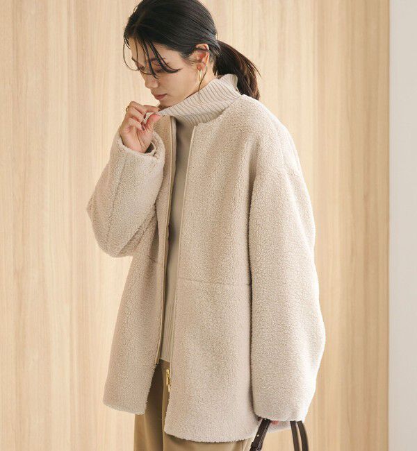 UNITED ARROWS green label relaxing「［size SHORTあり］ボア ノーカラー ブルゾン」|ブルゾン・スタジャン|