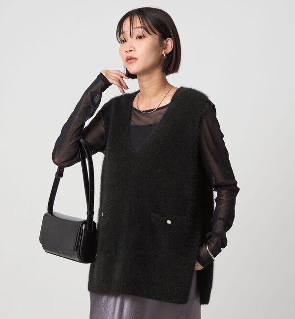 UNITED ARROWS green label relaxing「ヘアリー ニット ベスト」|ベスト・ジレ|BLACK
