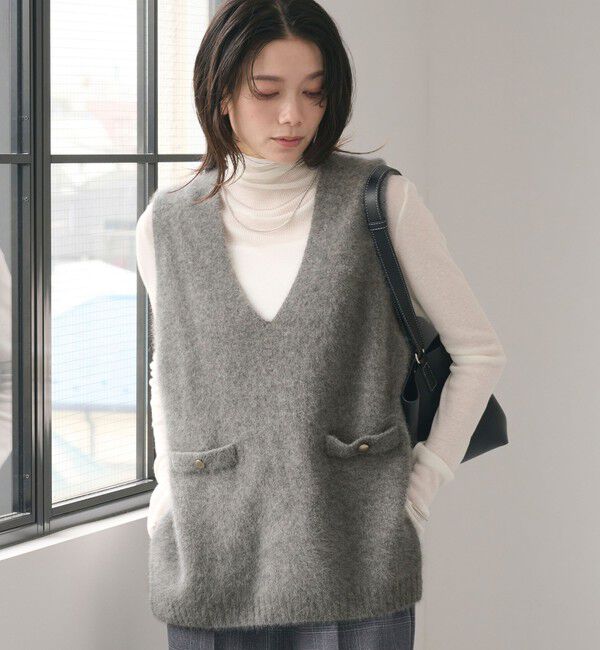 UNITED ARROWS green label relaxing「ヘアリー ニット ベスト」|ベスト・ジレ|MD.GRAY