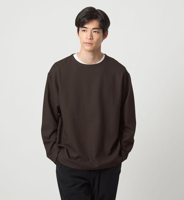 UNITED ARROWS green label relaxing「KIVANC ノーカラー 長袖 Tシャツ -ストレッチ-」|Tシャツ・カットソー|