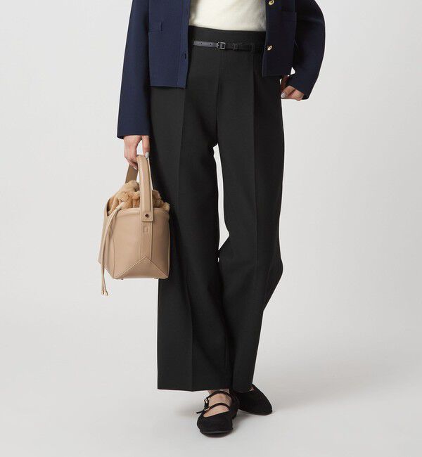 UNITED ARROWS green label relaxing「［size SHORT/TALLあり］ダブルクロス ワイド パンツ ウォッシャブル ストレッチ」|スラックス|BLACK