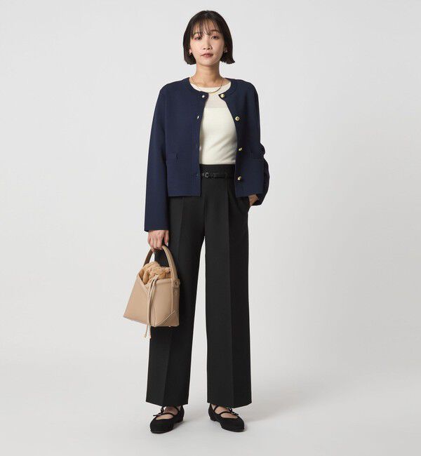 UNITED ARROWS green label relaxing「［size SHORT/TALLあり］ダブルクロス ワイド パンツ ウォッシャブル ストレッチ」|スラックス|