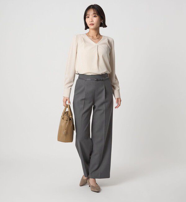 UNITED ARROWS green label relaxing「［size SHORT/TALLあり］ダブルクロス ワイド パンツ ウォッシャブル ストレッチ」|スラックス|