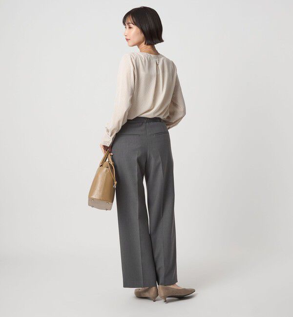 UNITED ARROWS green label relaxing「［size SHORT/TALLあり］ダブルクロス ワイド パンツ ウォッシャブル ストレッチ」|スラックス|