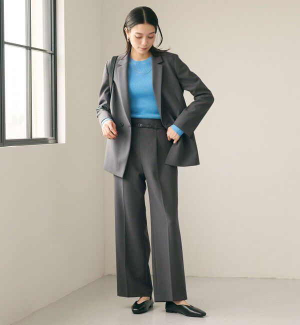 UNITED ARROWS green label relaxing「［size SHORT/TALLあり］ダブルクロス ワイド パンツ ウォッシャブル ストレッチ」|スラックス|