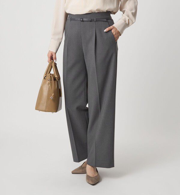 UNITED ARROWS green label relaxing「［size SHORT/TALLあり］ダブルクロス ワイド パンツ ウォッシャブル ストレッチ」|スラックス|