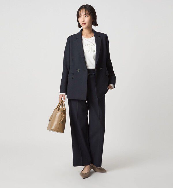 UNITED ARROWS green label relaxing「［size SHORT/TALLあり］ダブルクロス ワイド パンツ ウォッシャブル ストレッチ」|スラックス|