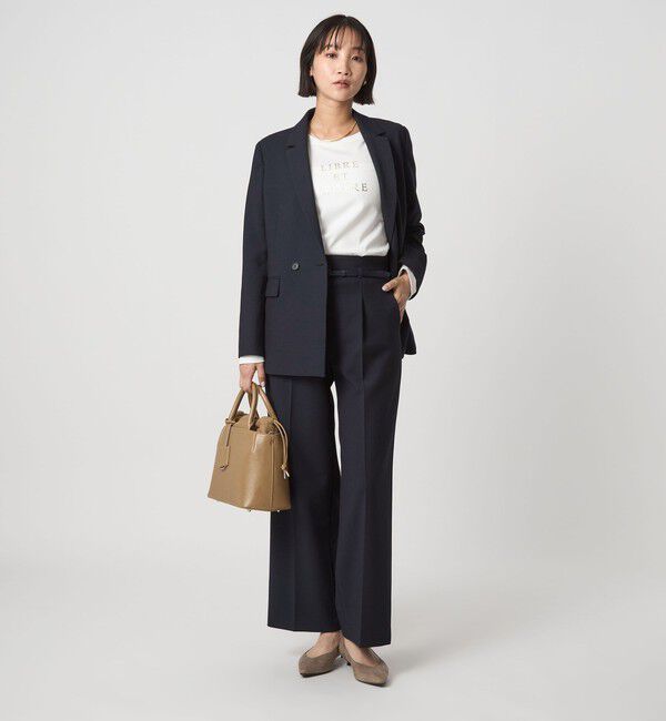 UNITED ARROWS green label relaxing「［size SHORT/TALLあり］ダブルクロス ワイド パンツ ウォッシャブル ストレッチ」|スラックス|