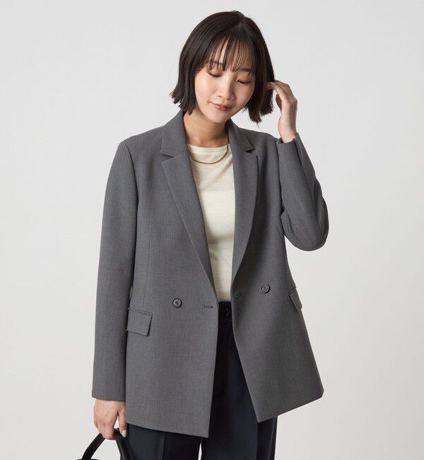 UNITED ARROWS green label relaxing「ダブルクロス ダブル ジャケット ウォッシャブル ストレッチ」|テーラードジャケット|