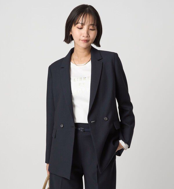 UNITED ARROWS green label relaxing「ダブルクロス ダブル ジャケット ウォッシャブル ストレッチ」|テーラードジャケット|NAVY