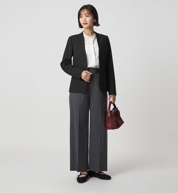 UNITED ARROWS green label relaxing「ダブルクロス ノーラペル ジャケット ウォッシャブル ストレッチ」|ノーカラージャケット|