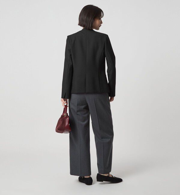 UNITED ARROWS green label relaxing「ダブルクロス ノーラペル ジャケット ウォッシャブル ストレッチ」|ノーカラージャケット|